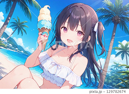 海と女の子 129782674