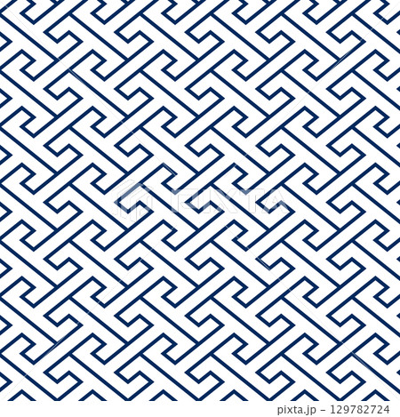 日本の伝統的な紋様素材。工字繋ぎのシームレスな和風デザイン素材。 129782724