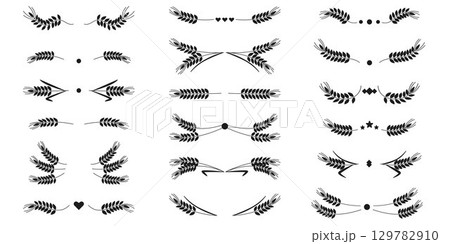 Set of black dividers from ears of cereal crops Set of black dividers from ears of cereal crops 129782910