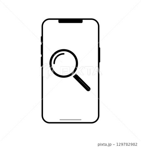 スマートフォンと虫眼鏡 129782982