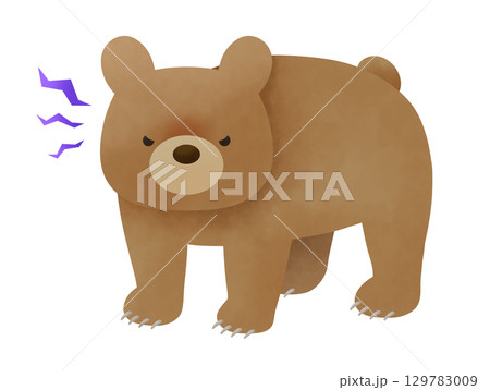 爪を出してこちらを見る怖いクマのイラスト 129783009