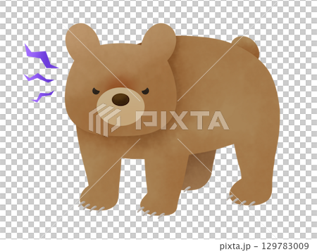 爪を出してこちらを見る怖いクマのイラスト 129783009