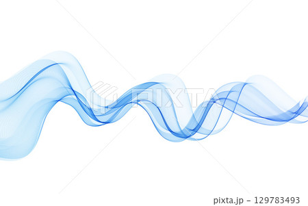 Abstract Background, Transparent Waved Lines. Soft Blue Smoke Wave BG. Colorful Gradient Flowing Wavy Lines. Vector illustration. 129783493