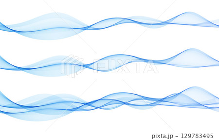 Abstract Background, Transparent Waved Lines. Soft Blue Smoke Wave BG. Colorful Gradient Flowing Wavy Lines. Vector illustration. 129783495