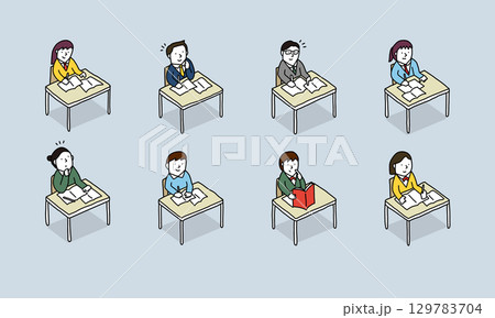 自習する学生たちのイラスト 129783704