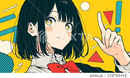 指差しする女の子 129784458