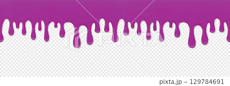 Purple Liquid Drips Down with Transparent Background for Creative Designs 129784691