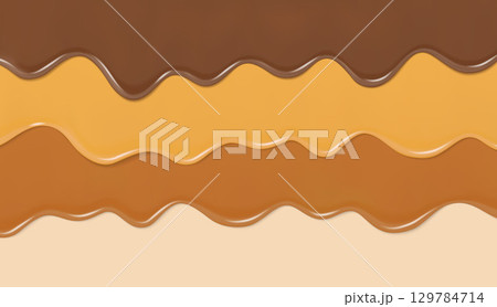Wavy Dripping Layers of Chocolate and Caramel in Brown Tones 129784714