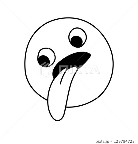 Funny Doodle Emoji Smiling With Tongue Sticking Out Illustration 129784728