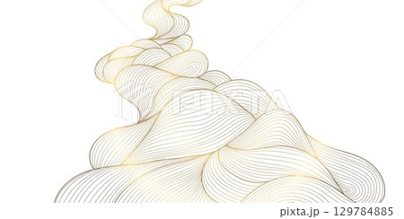 Vector golden line wave on white background, abstract luxury curve premium banner, flow shape. Sea, ocean japanese style elegant illustration. Vector golden line wave on white background, abstract luxury curve premium banner, flow shape. Sea, ocean japanese style elegant illustration. 129784885