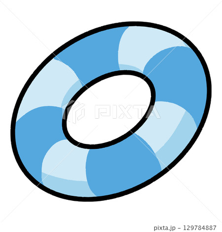 シンプルなストライプ柄の浮き輪　青色 129784887