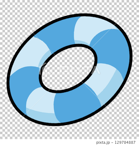 シンプルなストライプ柄の浮き輪　青色 129784887