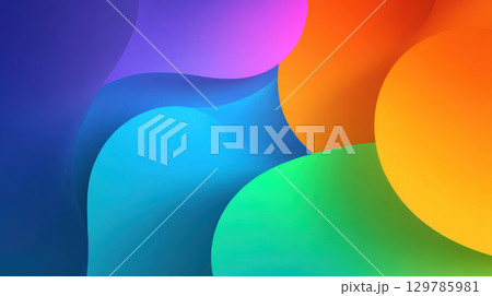Colorful minimal gradient background with smooth shapes in blue, green, orange, and purple creating vibrant and modern design 129785981