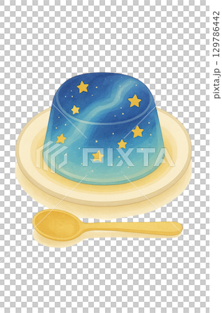 【七夕】天の川ゼリーのイラスト/スプーン付き 129786442
