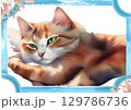 トラ猫ちゃんの絵画　イラストポストカード 129786736