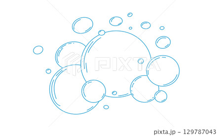 Bubbles fizzy foam doodle sketch hand drawn. Line shampoo bubbles, champagne gas linear. Water balls. sparkles. 129787043