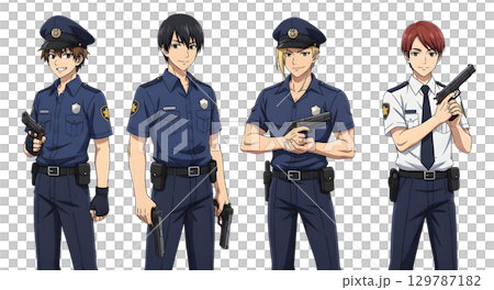Set of police character cartoon design. Cartoon illustration. 129787182
