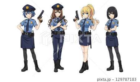 Set of police character cartoon design. Cartoon illustration. 129787183