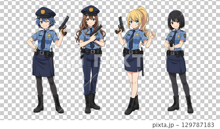 Set of police character cartoon design. Cartoon illustration. 129787183