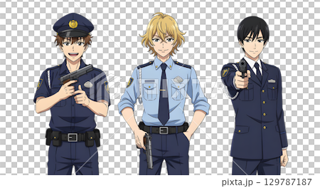 Set of police character cartoon design. Cartoon illustration. 129787187