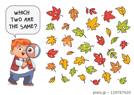 Find the Match. Find the two identical leaves Find the Match. Find the two identical leaves 129787420
