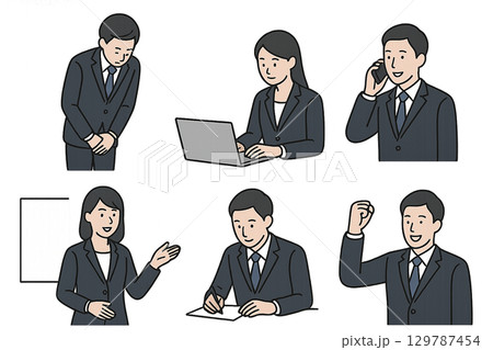 ビジネスイラスト6種セット 129787454