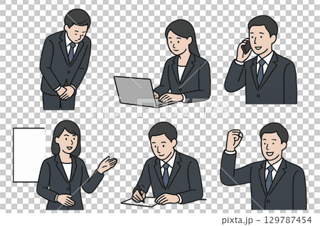 Set of 6 business illustrations 129787454