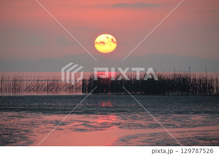 荒尾市 海岸 夕暮れ、 荒尾市 海岸 夕暮れ、 129787526