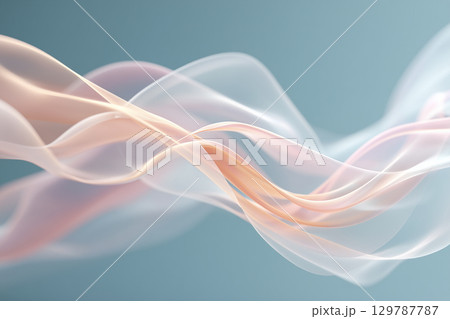 オーガンジーの布のような柔らかな波紋のような抽象背景	 129787787