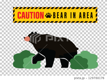 A signboard to warn bears 129788176