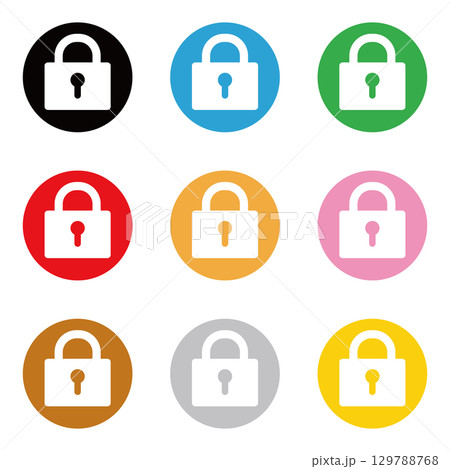 南京錠　丸　アイコン　セット 129788768