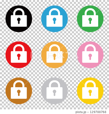 Padlock round icon set 129788768