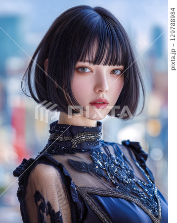 【 ヘアスタイル 見本 】 女性 カットモデル ヘアカタログ ショートヘア ビューティーイメージ 129788984