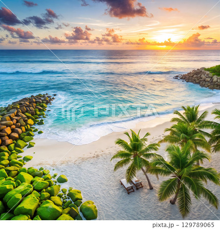 Beautiful beach, ocean, and nature landscapes 129789065
