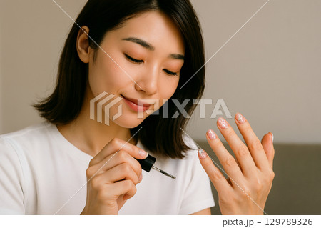 ネイルアートする女性 ネイルアートする女性 129789326