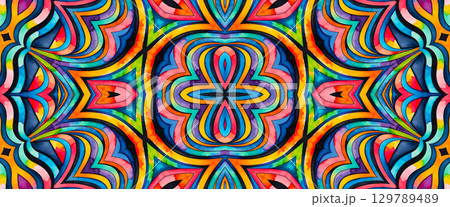 Bright multicolor background with colorful abstract kaleidoscopic pattern 129789489