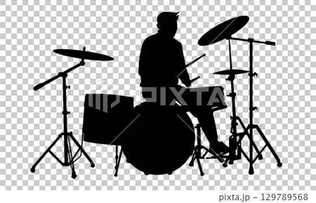 Drummer silhouette. perfect for stickers, tattoos, poster elements, banners, clothes, hats Drummer silhouette. perfect for stickers, tattoos, poster elements, banners, clothes, hats 129789568