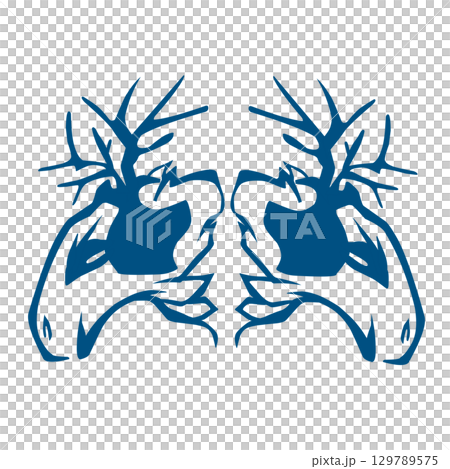 Deer head tribal illustration. Perfect for stickers, logos, icons, poster elements, banners, clothes, hats. Deer head tribal illustration. Perfect for stickers, logos, icons, poster elements, banners, clothes, hats. 129789575