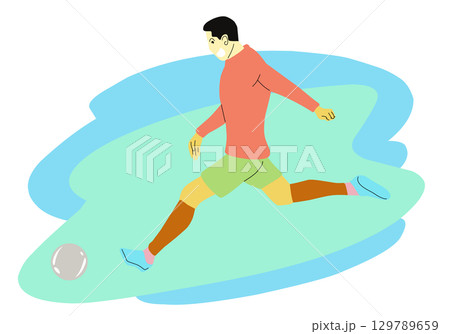 Illustration of a football player's flat design. Perfect for sticker, logo, ico, tattoo silhouette 129789659