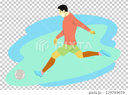 Illustration of a football player's flat design. Perfect for sticker, logo, ico, tattoo silhouette 129789659