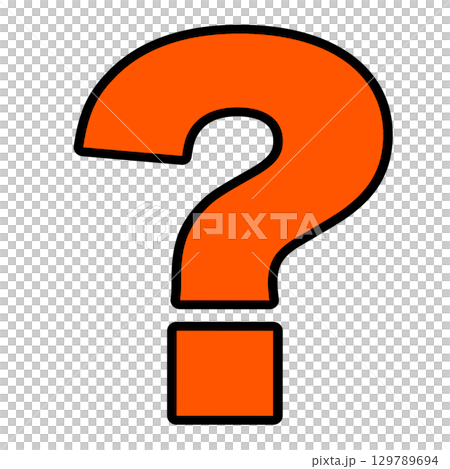 A transparent illustration of an orange question mark symbol 129789694