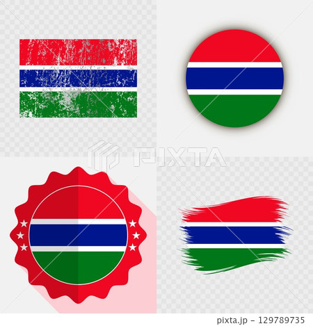 Gambia National Flag Icon Collection. 129789735