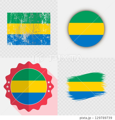 Gabon National Flag Icon Collection. Gabon National Flag Icon Collection. 129789739