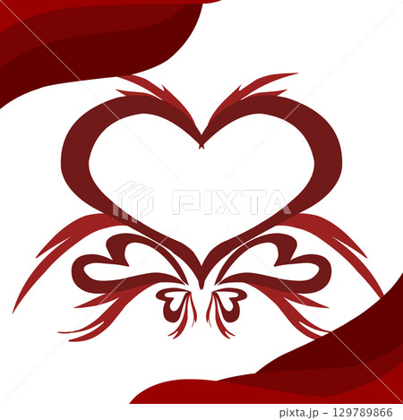 Valentine theme red love shape background design suitable for photo call, wallpaper, social media. 129789866