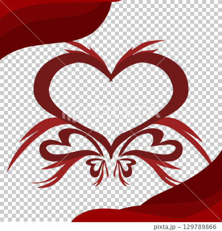 Valentine theme red love shape background design suitable for photo call, wallpaper, social media. 129789866