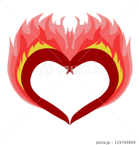 A fiery love shape photo call design. Perfect for social media, background, website wallpaper, photo call. 129789869