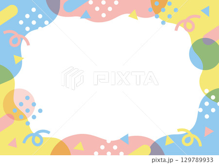 四角三角丸くるくるポップな模様フレーム 129789933