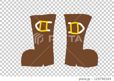 Illustration of Santa's boots for Christmas design 129790164