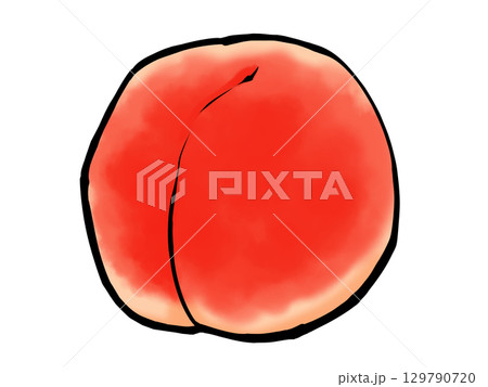 筆 モモ 果物 シンプル イラスト 129790720