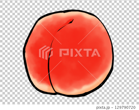 筆 モモ 果物 シンプル イラスト 129790720